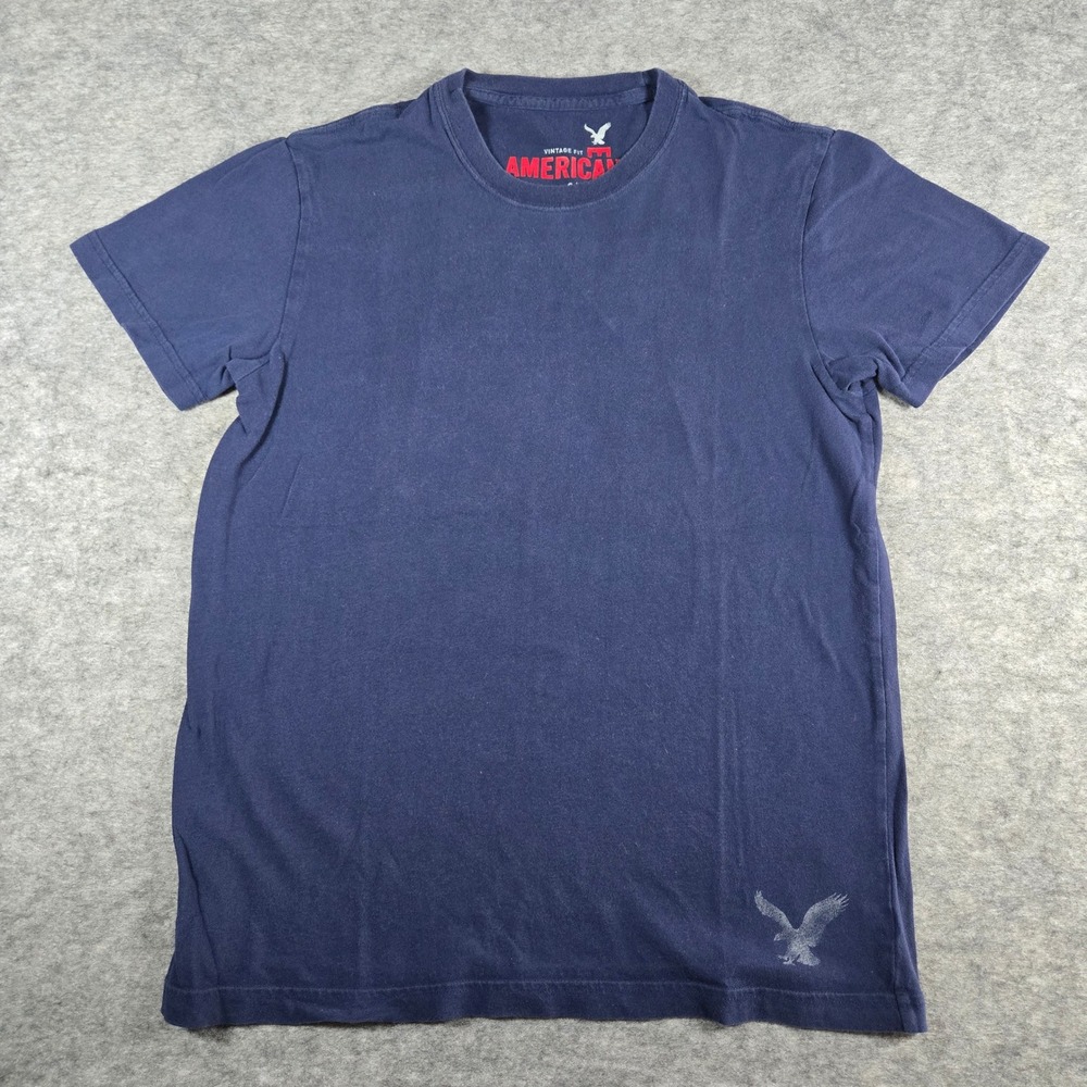 Y2k American Eagle Mens Navy Blue Vintage Fit Graphic T-Shirt Small